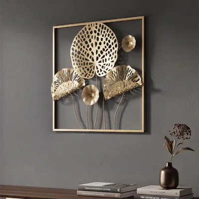 Immagine prodotto di Pannello decorativo a parete "Mauro Ferretti", motivo floreale dorato, dimensioni 50x5x50 cm, finitura dorata