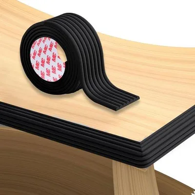 Obrázok produktu pre Unyqoos® Samolepiaci čierny okrajový a rohový ochranný pás 2 m x 8 cm – mäkké PVC vhodné na stoly a nábytok, tlmí nárazy, ochrana pre deti a seniorov