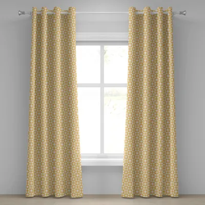 Produktbild von ABAKUHAUS Geometrie Ösenvorhang, Traditionelles Geometrie-Muster mit marokkanischem arabischem ethnischem Effekt-Grafik-Druck, Dekorative 2-Panel-Fenstervorhänge, 280 cm x 175 cm, Erde Gelb