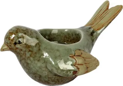Zdjęcie produktu dla Świecznik Ceramiczny w Kształcie Ptaka, Zielony, 14 cm