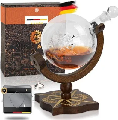 Image de Carafe à whisky en bois avec liste de souhaits - 850 ml - Coffret cadeau pour homme