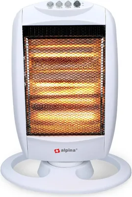 Produktbild von alpina Halogen Heizlüfter 1200 Watt – Elektrische Heizung Mit 3 Heizstufen – Oszillierender Heizstrahler – Kompakter Heizkörper Mit Überhitzungsschutz – Leiser Ventilator Für Gleichmäßige Wärme