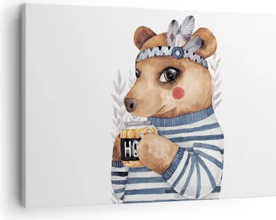 Produktbild von Bild auf Leinwand - Leinwandbild - Einteilig - Anthropomorphisierung Bär Kinder - 70x50cm - Wand Bild - Wanddeko - Wandbilder - Leinwanddruck - Bilder - Wanddekoration - Leinwand bilder - AA70x50-4367