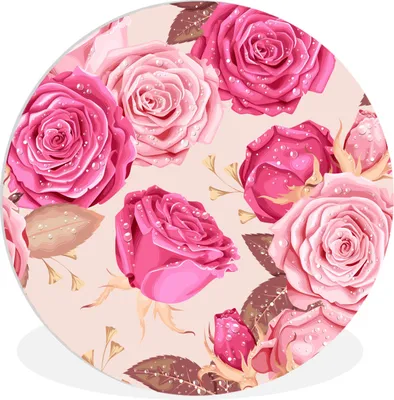 Produktbild von MuchoWow® Rundes Wandbild - Runde Bilder Rosen - Blumen - Muster Ø 30 cm Kreis Wanddekoration Kunststoff - Wandkreis - Wandschmuck - Schlafzimmer - Bilder - Der Kreis - Kunst für die Wohnung - Plastik - Kunstdruck - Wandbild