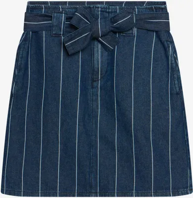 Produktbild von Blau gestreifter kurzer Jeansrock mit Krawatte ORSAY
