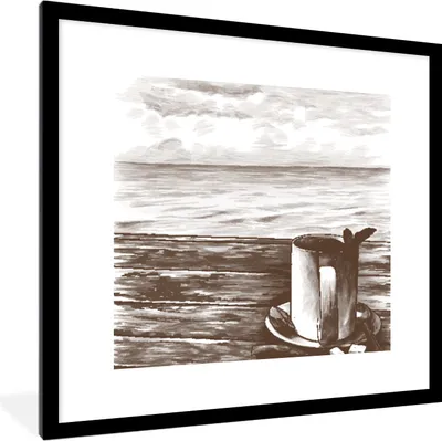Produktbild von MuchoWow® MuchoWow® Gerahmtes Poster Tee - Becher - Meer 40x40 cm - Poster mit zchwarzem Bilderrahmen - Poster - Plakat im Rahmen