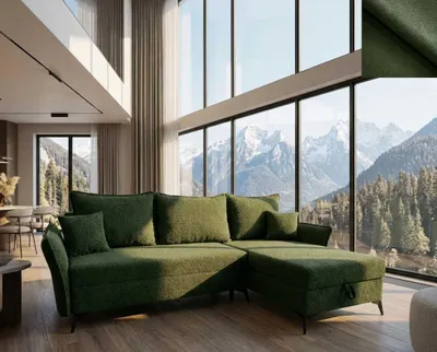 Produktbild von Cammarata Nordelo Universal-Ecksofa, links/rechts, 182x262x100 cm, Schlaffunktion 150x240 cm, Jaguar-Stoff 13 Grün