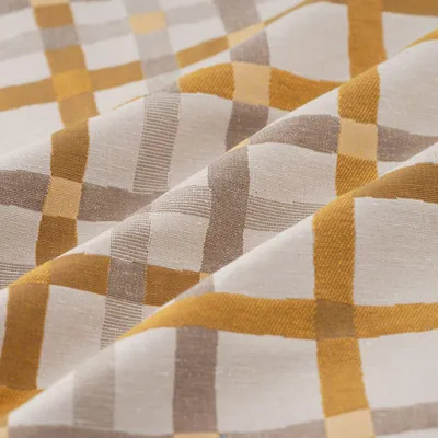 Produktbild von Jacquard Stoff Serie Aika, Gelb mit großen Karos, Baumwolle-Polyester, 280 cm breit
