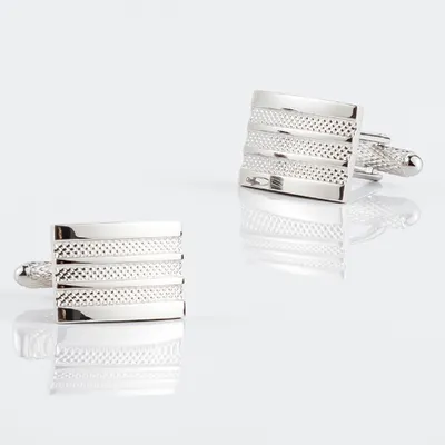Produktbild von Manschettenknöpfe Hemd Edelstahl mit 925 Silber-Einlage elegant edel glänzend