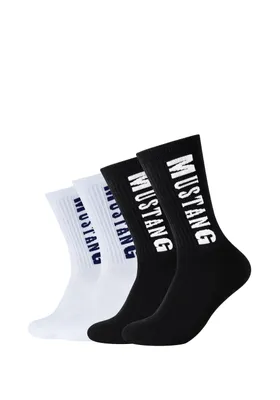 Produktbild von Mustang Tennissocken 4er-Pack True Denim Organic Baumwolle mit angenehmer Baumwolle black white 43-46
