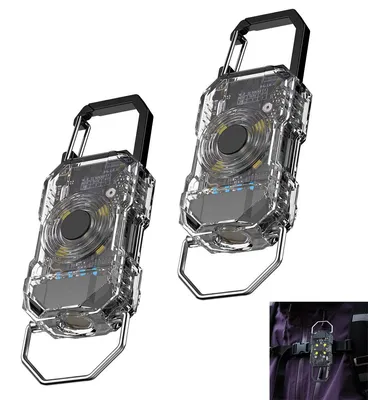 Produktbild von 2 Stück LED Taschenlampe Schlüsselanhänger, USB-C wiederaufladbar, 6 Beleuchtungsmodi, hell, tragbar, stoßfest, wasserdicht, für Nachtlauf, Camping, Notfälle