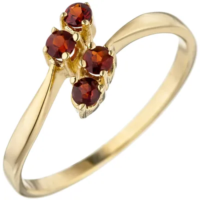 Produktbild von Gr. 54 Damen Ring 375 Gold Gelbgold 4 Granate rot Goldring Granatring