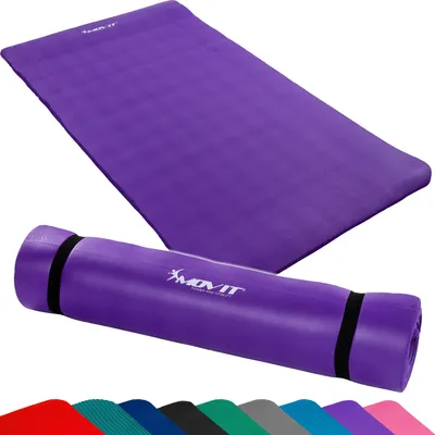Produktbild von MOVIT Gymnastikmatte Pilates, Gymnastik, Yoga, Matte - hautfreundlich und , Yogamatte für Zuhause oder Unterwegs - 190x100x1,5cm, Lila
