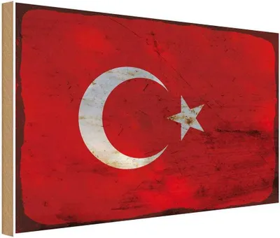 Produktbild von vianmo Holzschild 30x40 cm Türkei Turkey Flagge Fahne Wappen