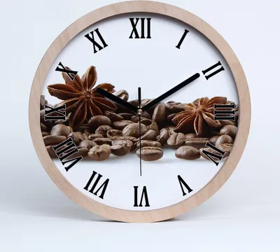 Produktbild von Holzuhr 25fi cm wanduhr - schwarze Spitzen - Kaffeebohnen Zimt