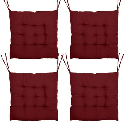 4er-Set Sitzkissen 40x40x3 cm, Polyester, rot, für drinnen & draußen