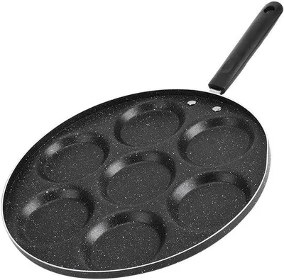 Productafbeelding van Famanu koekenpan met 7 vakken - Ideaal voor pannenkoeken en meer - Geschikt voor gas- en keramische kookplaten