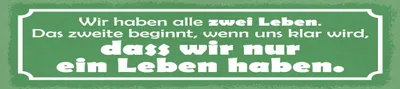 Produktbild von vianmo Blechschild 10x46 cm wir haben alle zwei Leben