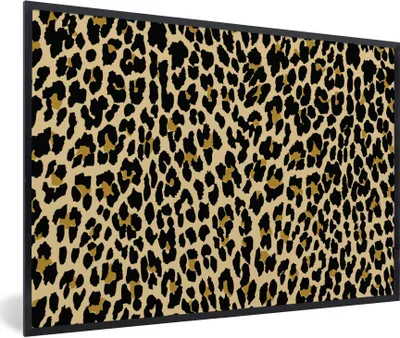Produktbild von MuchoWow® Gerahmtes Poster Leopardenmuster - Design - Gelb 30x20 cm - Poster mit Schwarzem Bilderrahmen Wandposter Rahmen Foto Bilder - Kunstdruck - Bild-Poster