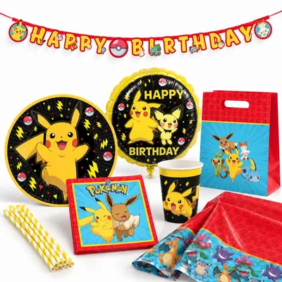 Produktbild von Partyset Pokemon Party Deko Kindergeburtstag Pikachu Geburtstag