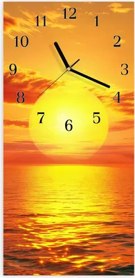 Produktbild von Wanduhr aus Glas mit Motiv Sonnenuntergang Meer- 30 x 60 cm - inkl. Aufhängesystem
