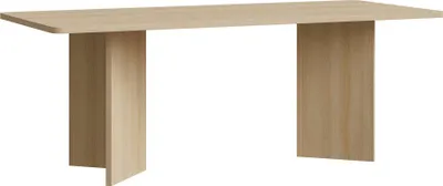 Produktbild von Selsey Qubeo – Esstisch 204x90 cm, rechteckig mit abgerundeten Kanten und Wangengestell, Holzoptik Eiche