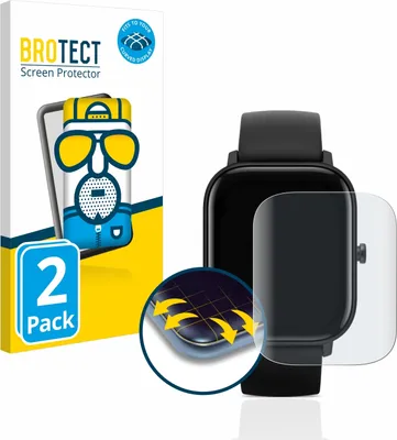Produktbild von 2x BROTECT Fullscreen Schutzfolie für Huami Amazfit GTS Displayschutz Folie Fullcover Matt Entspiegelungsfolie