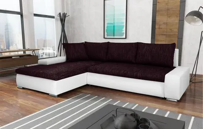 Produktbild von L-Form Ecksofa TEO mit Bettkasten Schlaffunktion, Schlafecke - Sofa Webstoff Kunstleder, Ecke (Stoff: berlin 70 + madryt 120, Seite: links)