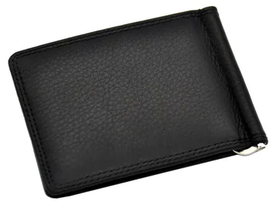 Produktbild von echt Leder Dollar Clip Geldklammer Kreditkartenetui mit RFID NFC Schutz Blocker Nappaleder schwarz