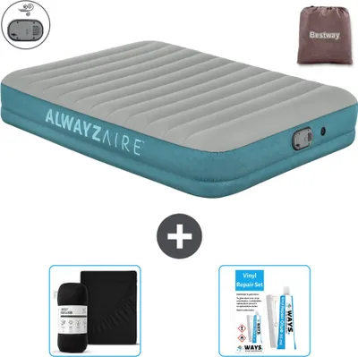 Produktbild von Bestway Luftmatratze Alwayszair - 2-Personen -152 x 203 x 36 cm - Grau/Blau - Inklusive Zubehör