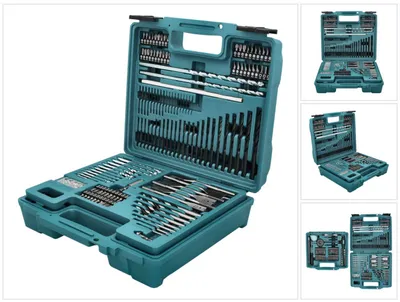 Obrázek produktu pro Makita - sada šroubováků, vrtáků, nástrčných hlavic a pil - záhlubník, forstner bit - 212 kusů - torx, phillips, pozidriv, hex, slot, square - Šestihran