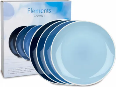 Immagine prodotto di Waechtersbach Elements Ocean Teller 4er Set, Speiseteller, im Geschenkkarton, Bone China, Blau, Ø 27 cm, 41 5 974 3000