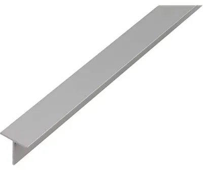 Imagen del producto de Perfil de aluminio en forma de "T", color plateado, anodizado, dimensiones 1000 x 35 x 35 mm, para montaje