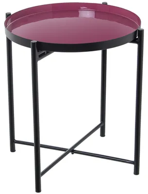 Bijzettafel aus Metall, dunkelrosa/schwarz, 50x50x52 cm