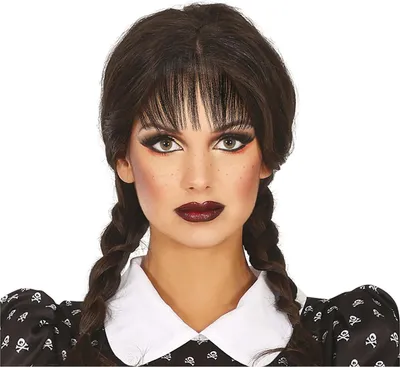 Produktbild von Mittwoch Perücke Schwarze Haare Zöpfe Schulmädchen