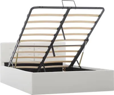 Obrázok produktu pre vidaXL Úložná posteľ Hydraulic White Faux Leather 120 × 200 cm