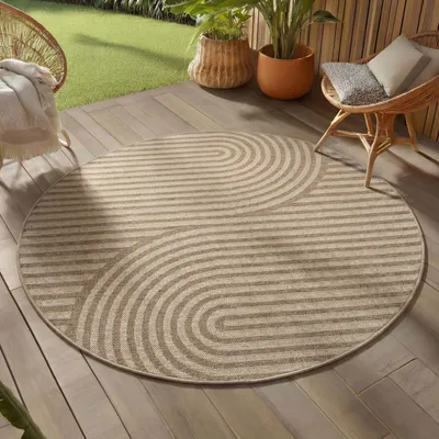 Immagine prodotto di Carpetsale24 Tappeto da Esterno Impermeabile e Resistente ai Raggi UV Ideale per Cucina Balcone Terrazza Giardino Soggiorno Dimensioni: 80 cm Rotondo