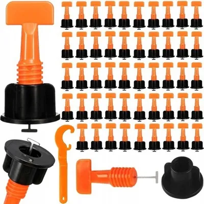 Immagine prodotto di Set di sistemi di livellamento per piastrelle 50 pezzi Arancione Nero Strumento per piastrelle da 3 a 16 mm
