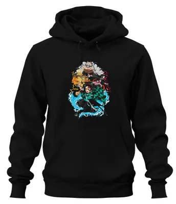 Obrázek produktu pro Kimetsu no Yaiba Tanjiro Nezuko Zenitsu Inosuke Anime Gift Uni mikina s kapucí, černá, 3XL