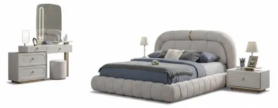 Immagine prodotto di Set da camera da letto moderno bianco: letto, comodini, toletta e specchio