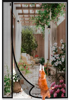 Obrázok produktu pre Magnetická sieťka proti hmyzu pre balkónové dvere, 90x210 cm, čierna, odolná voči škrabancom mačiek, bez nutnosti vŕtania