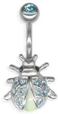 Immagine prodotto di Piercing all'ombelico in argento - Con elementi di cristallo - SBB06.Peridot.Aqua