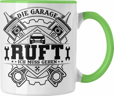 Produktbild von Trendation - KFZ Mechaniker Tasse Geschenk Spruch Männer KFZ Mechatroniker Geschenkidee Becher Werkstatt Die Garage Ruft (Grün)