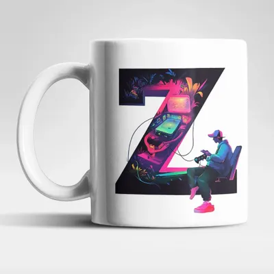 Produktbild von Name A bis Z Gamer Spieler Zocker Kaffeetasse Teetasse Tasse Geschenkidee – Z