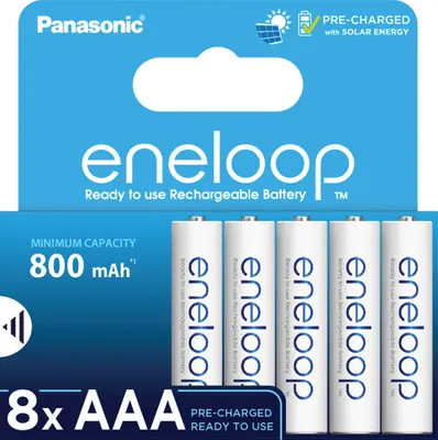 Produktbild von Panasonic BK-4MCDE/8BE, Wiederaufladbarer Akku, AAA, 1,2 V, 8 Stück(e), 800 mAh, Weiß