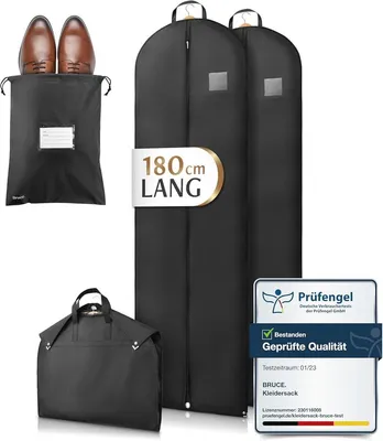 Premium Kleidersack mit Schuhbeutel - 3x Set - 160x60cm - Schutz für Anzug und Kleid - Optimiert für Reisen