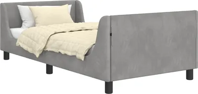 Obrázok produktu pre Detský rám na posteľ s čelom Svetlosivá 80 x 200 cm Zamat