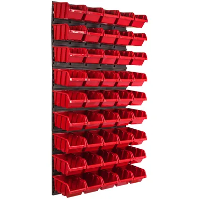 Immagine prodotto di Pannello portautensili a parete 57,6 x 117 cm con 45 pezzi. Scatole appese Scatole rosse Sistema di stoccaggio