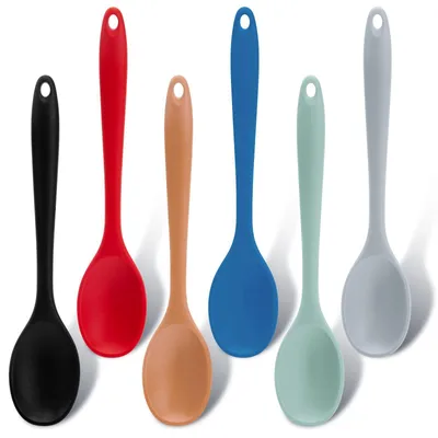 Immagine prodotto di Solidchoice - Set di 6 cucchiai in silicone colorati, resistenti al calore e antiaderenti