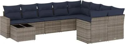Produktbild von vidaXL 10-tlg. Garten-Sofagarnitur mit Kissen Grau Poly Rattan
